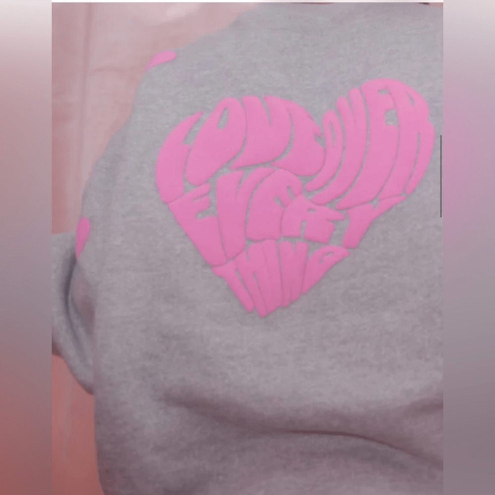 Love Club Women's Gray Sweatshirt with Pink Logo